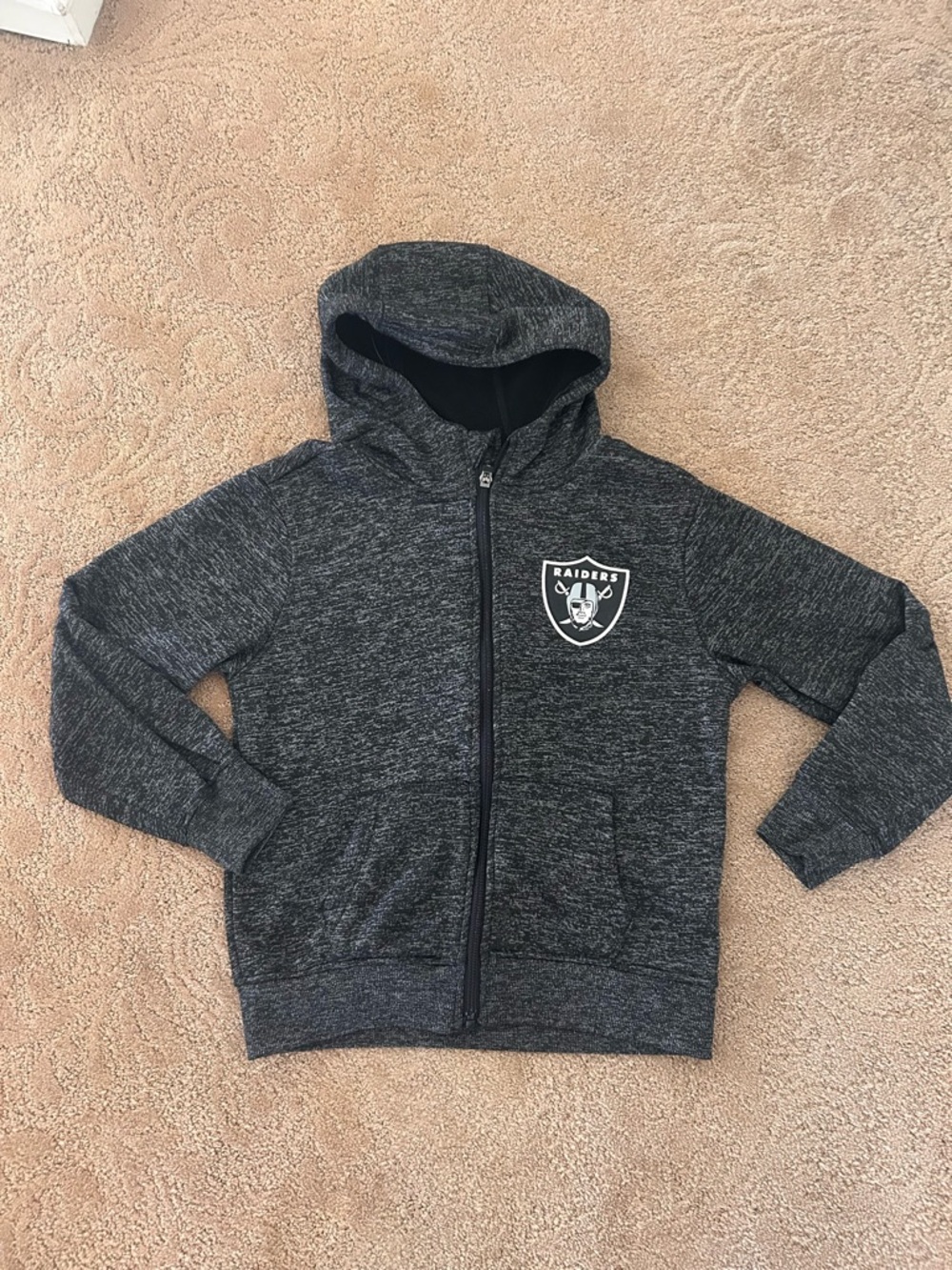 NFL Youth Raiders Dark Gray Zip-Up Hoodie